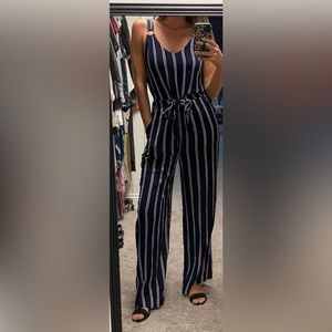Blue Striped Jumpsuit